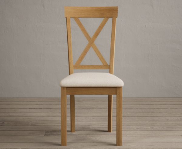 Hertford Solid Oak Dining Chairs with Linen Seat Pad