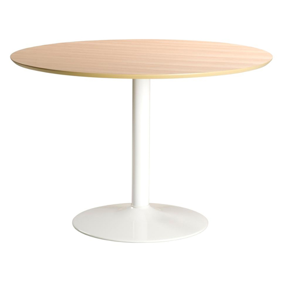 Ibika Wooden Dining Table Round With Metal Base In Oak