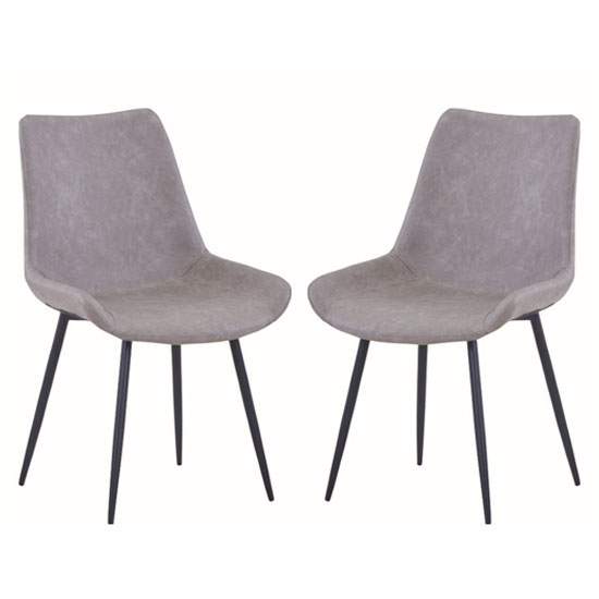 Imperia Light Grey Fabric Upholstered Dining Chairs In A Pair