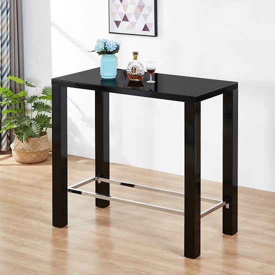 Jam High Gloss Bar Table Rectangular Glass Top In Black Jam High Gloss Bar Table Rectangular Glass Top In Black