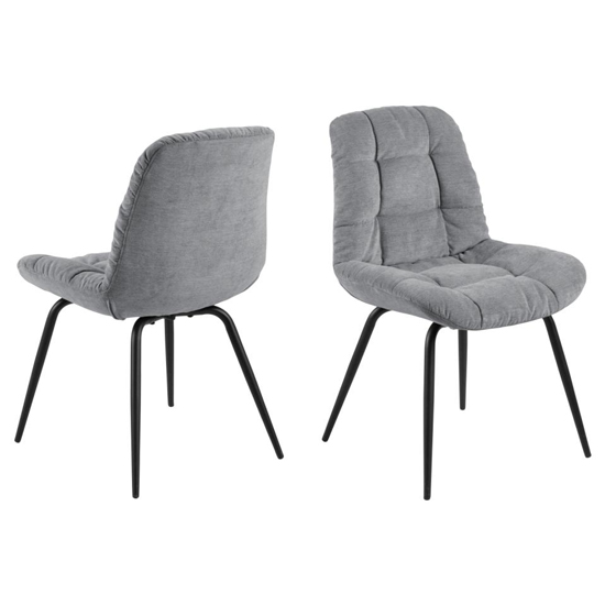 Katya Grey Fabric Dining Chairs In Pair