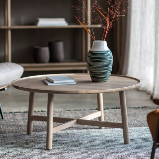 Kinghamia Round Wooden Coffee Table In Grey Kinghamia Round Wooden Coffee Table In Grey
