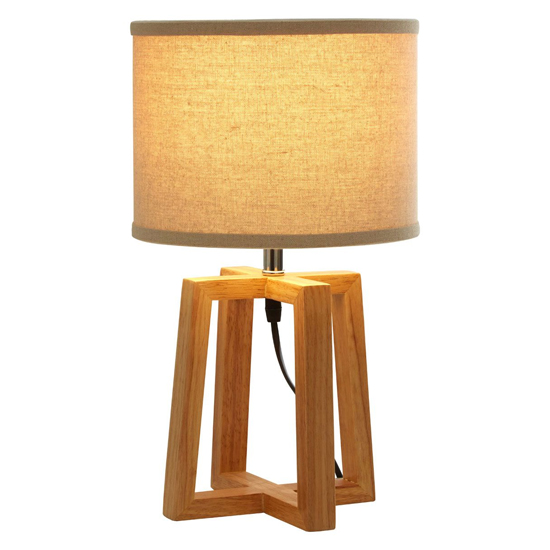 Leap Light Brown Fabric Shade Table Lamp With Natural Base Leap Light Brown Fabric Shade Table Lamp With Natural Base