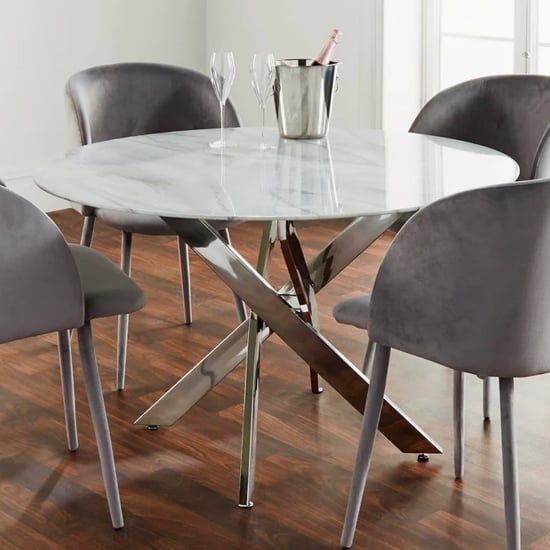 Lenox Marble Glass Dining Table Round With Silver Legs Lenox Marble Glass Dining Table Round With Silver Legs
