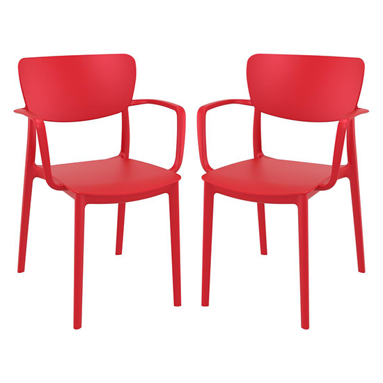 Lisa Red Polypropylene Dining Chairs In Pair