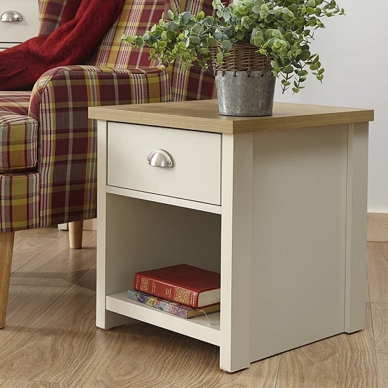 Loftus Wooden Lamp Table In Cream With 1 Drawer And Shelf Loftus Wooden Lamp Table In Cream With 1 Drawer And Shelf