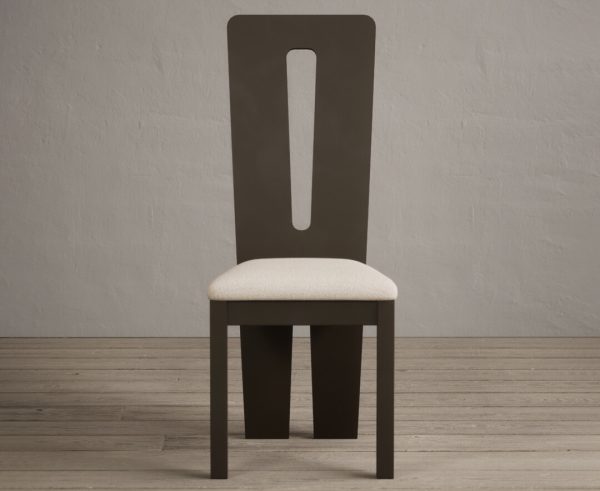 Lucca Brown Dining Chairs with Linen Fabric Seat Pad
