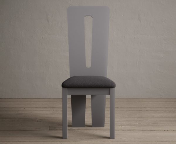 Lucca Light Grey Dining Chairs with Charcoal Grey Fabric Seat Pad