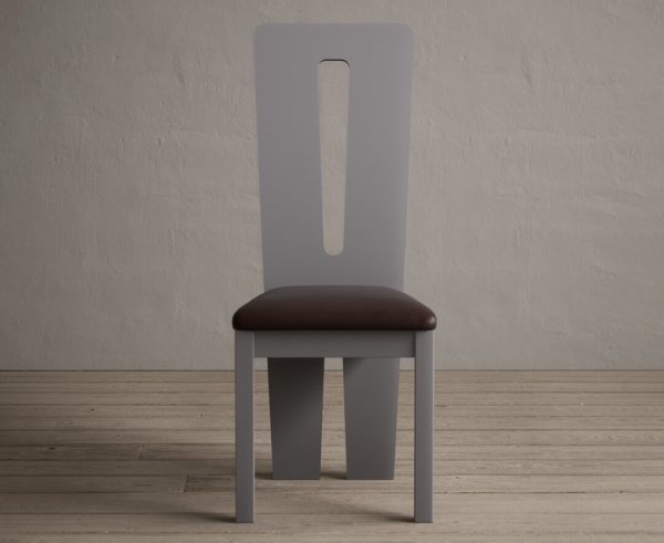 Lucca Light Grey Dining Chairs with Chocolate Brown Fabric Seat Pad