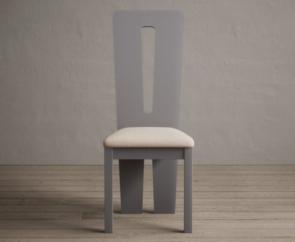 Lucca Light Grey Dining Chairs with Linen Fabric Seat Pad