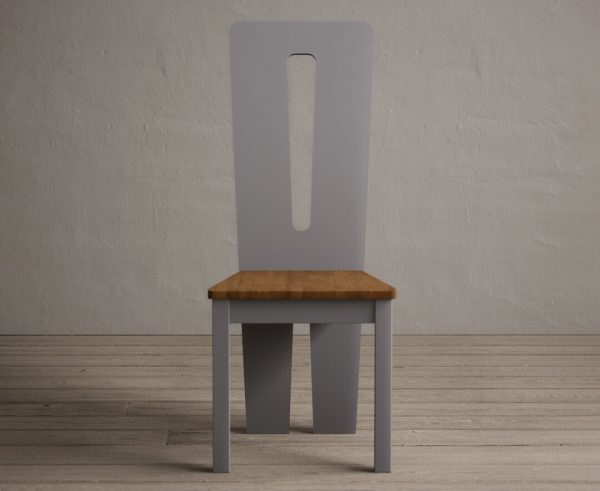 Lucca Light Grey Dining Chairs with Rustic Oak Seat Pad