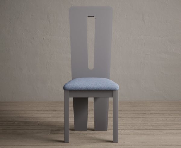 Lucca Light Grey Dining Chairs with Sky Blue Fabric Seat Pad