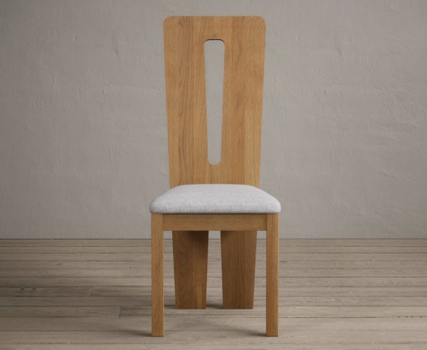 Lucca Solid Oak Dining Chairs with Light Grey Fabric Seat Pad
