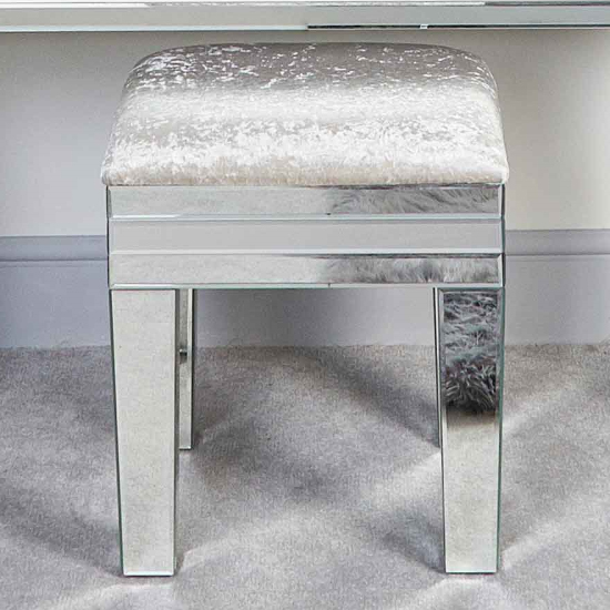 Mack Mirrored Dressing Stool In Grey
