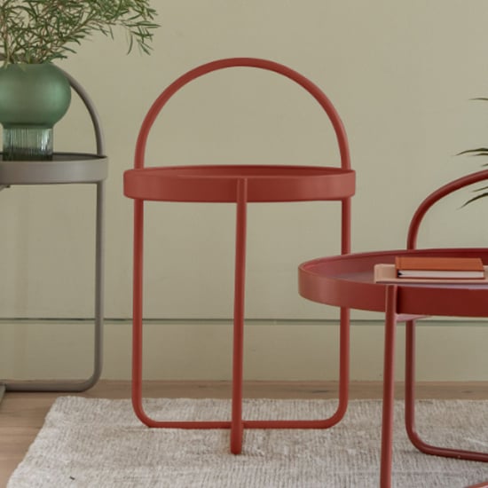 Marbury Round Metal Side Table In Coral