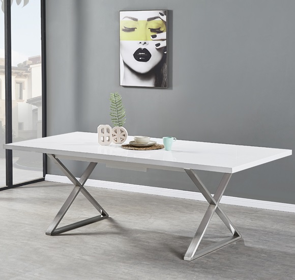 Mayline Extending High Gloss Dining Table In White