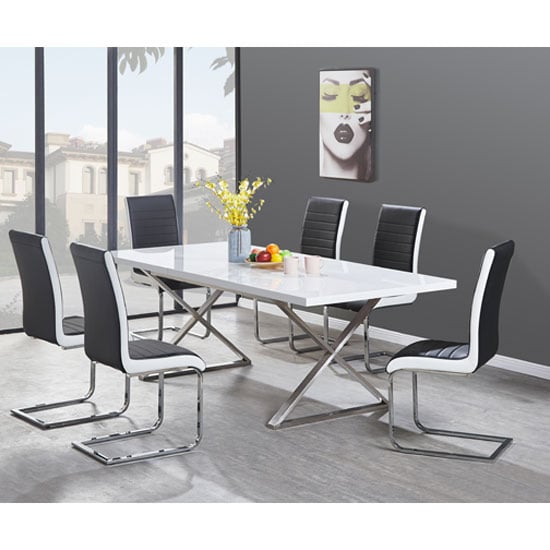 Mayline Extending White Dining Table 6 Symphony Grey Chairs Mayline Extending White Dining Table 6 Symphony Grey Chairs