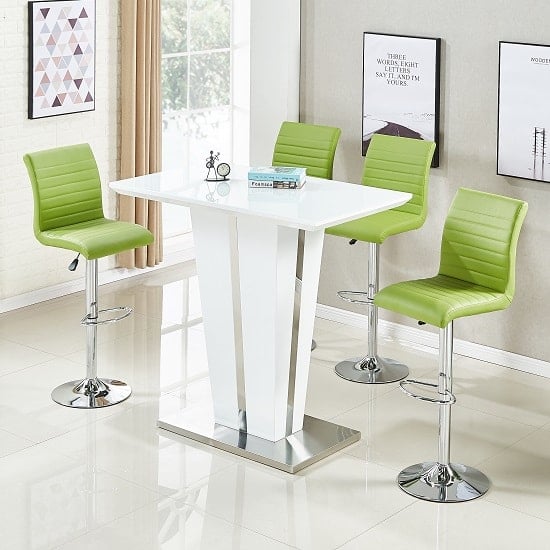 Memphis Glass White High Gloss Bar Table 4 Ripple Green Stools Memphis Glass White High Gloss Bar Table 4 Ripple Green Stools