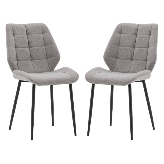 Minford Light Grey Fabric Dining Chairs In Pair