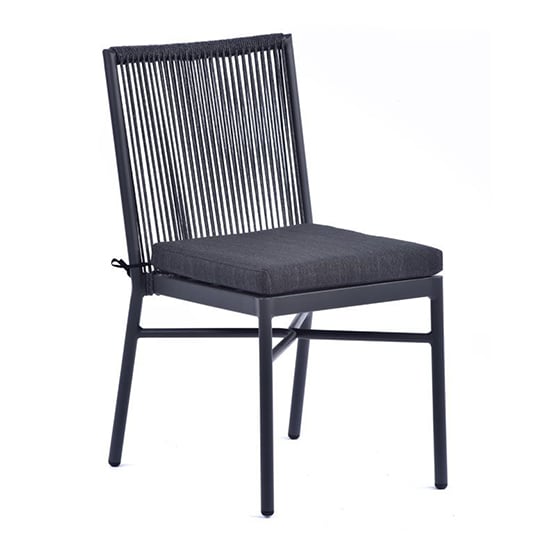 Nardo Rope Weave Side Chair In Grey With Metal Frame