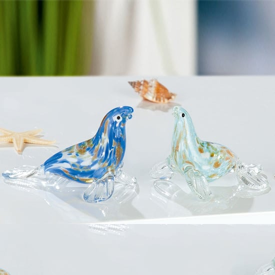 Newark Glass Seal Sculpture In Light Blue