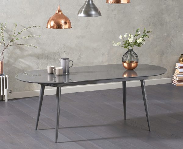 Olivia Extending Dark Grey High Gloss Dining Table