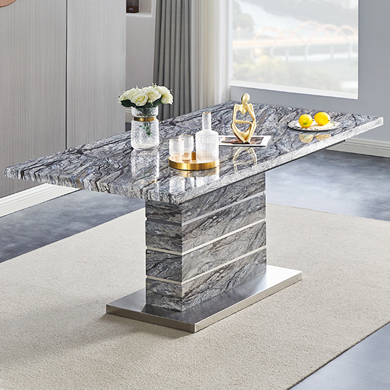 Parini Extendable Dining Table Large In Melange Marble Effect Parini Extendable Dining Table Large In Melange Marble Effect
