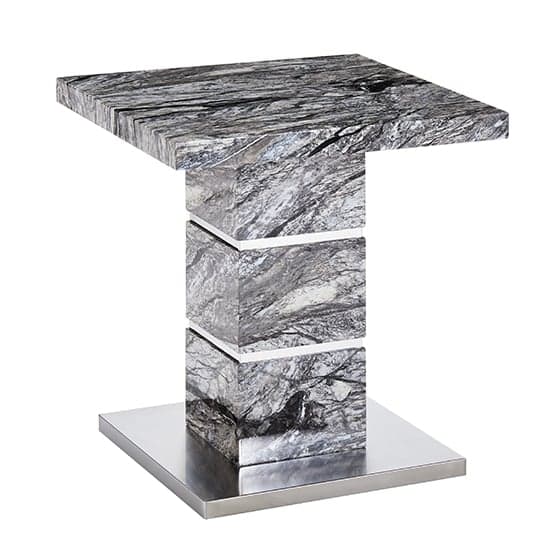 Parini High Gloss Lamp Table In Melange Marble Effect