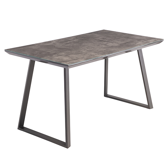 Paroz Glass Top Dining Table In Grey With Grey Metal Legs