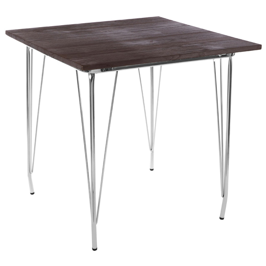 Pherkad Square Wooden Dining Table With Chrome Metal Legs Pherkad Square Wooden Dining Table With Chrome Metal Legs