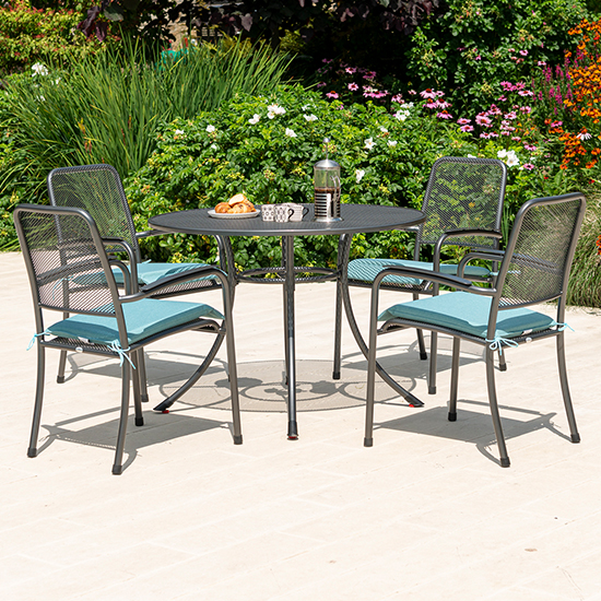 Prats Outdoor 1050mm Dining Table With 4 Armchairs In Jade