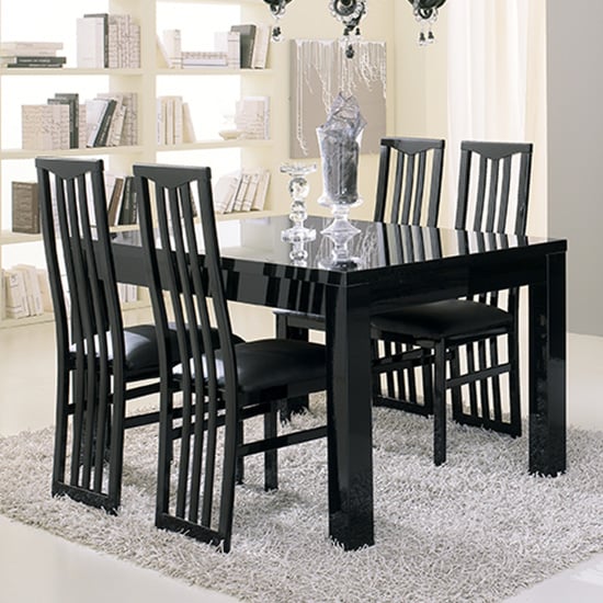 Regal Dining Table In Gloss Black With 6 Cexa Black Chairs