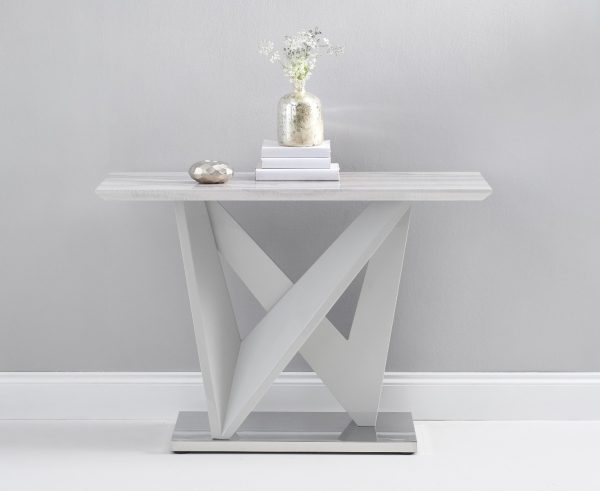 Reims Marble Effect Carrera Light Grey Console Table