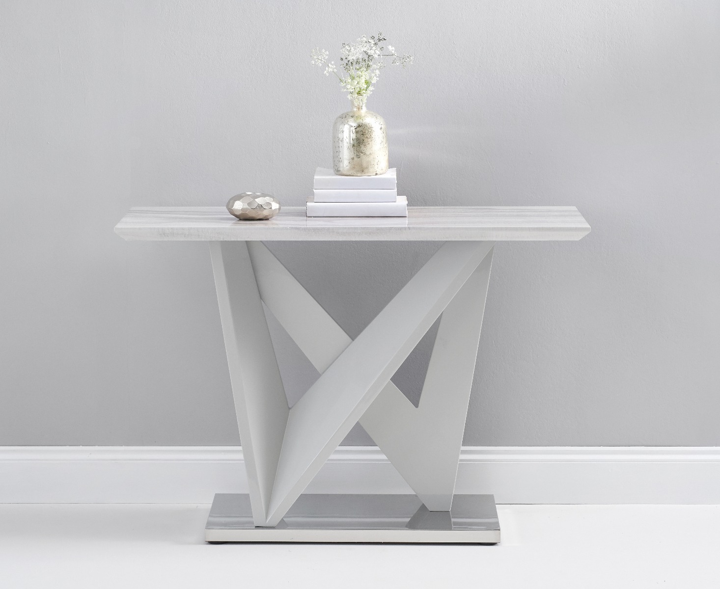 Reims Marble Effect Carrera Light Grey Console Table Reims Marble Effect Carrera Light Grey Console Table