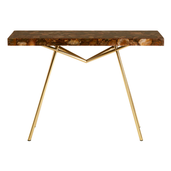 Relics Agate Stone Top Console Table With Gold Frame Relics Agate Stone Top Console Table With Gold Frame