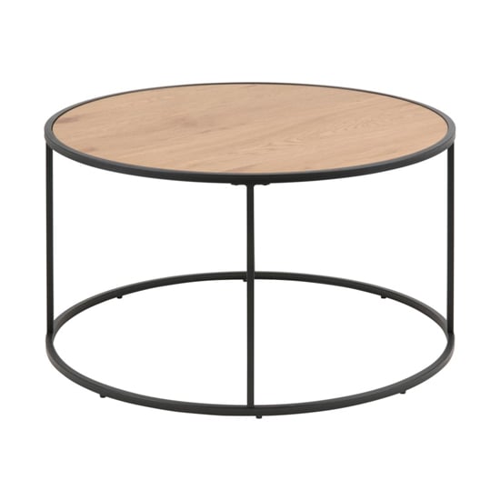 Salvo Wooden Coffee Table Round With Black Metal Frame Salvo Wooden Coffee Table Round With Black Metal Frame