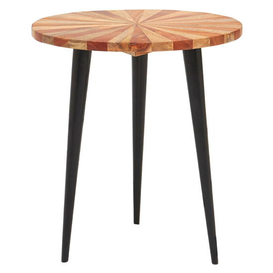 Santorini Small Round Wooden Side Table In Natural