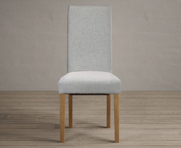 Scroll Back Grey Fabric Dining Chairs