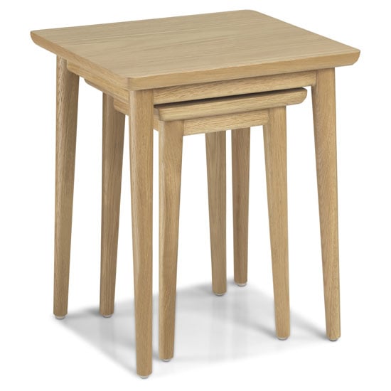 Skier Wooden Set Of 2 Nesting Tables In Light Solid Oak