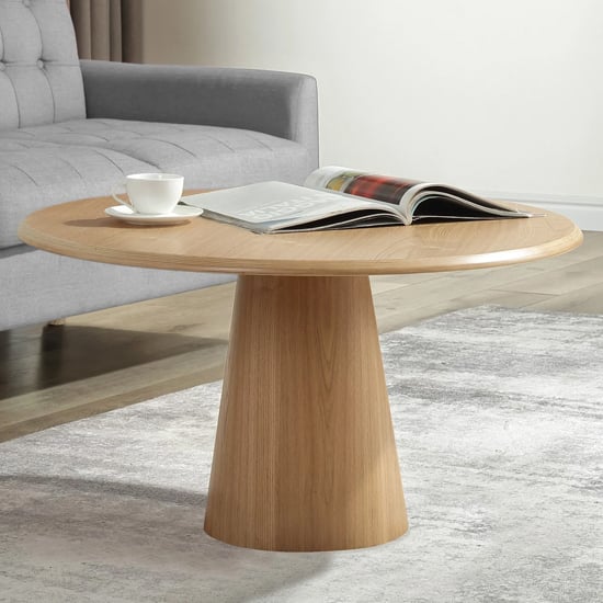 Sousse Round Wooden Coffee Table In Oak And Black Sousse Round Wooden Coffee Table In Oak And Black