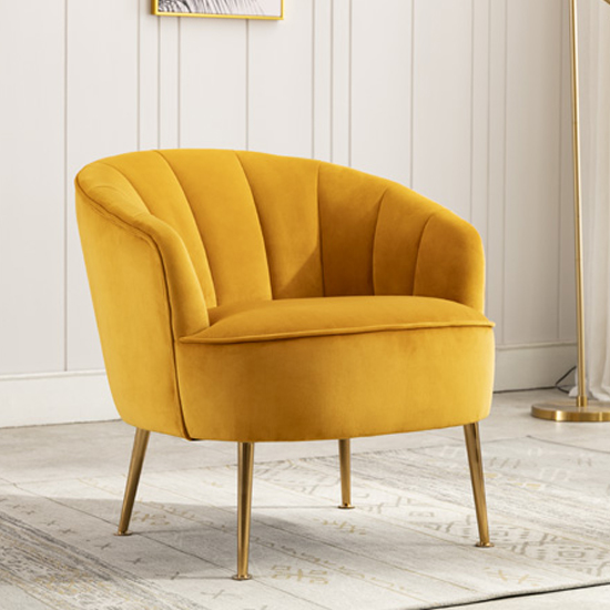 Stelloma Velvet Upholstered Tub Chair In Apricot