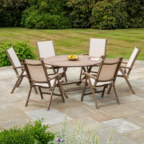 Strox 1400mm Folding Dining Table With 6 Recliner Armchairs