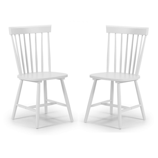 Takiko Wooden Dining Chair In White Lacquer In A Pair