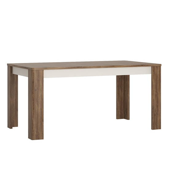 Toltec Wooden Extending Dining Table In Oak And White Gloss Toltec Wooden Extending Dining Table In Oak And White Gloss