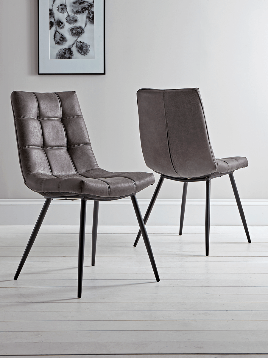 Two Soho Dining Chairs - Carbon Two Soho Dining Chairs - Carbon