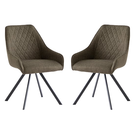 Valko Olive Fabric Dining Chairs Swivel In Pair