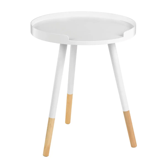 Varna Bamboo Round Side Table In White And Natural Varna Bamboo Round Side Table In White And Natural
