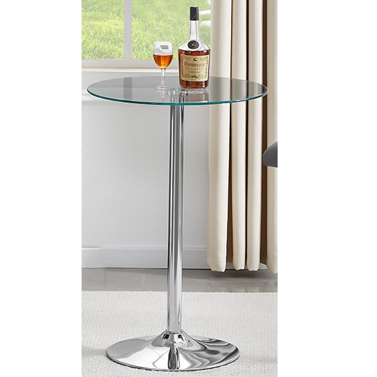 Vetro Round Clear Glass Top Bistro Table With Chrome Base Vetro Round Clear Glass Top Bistro Table With Chrome Base
