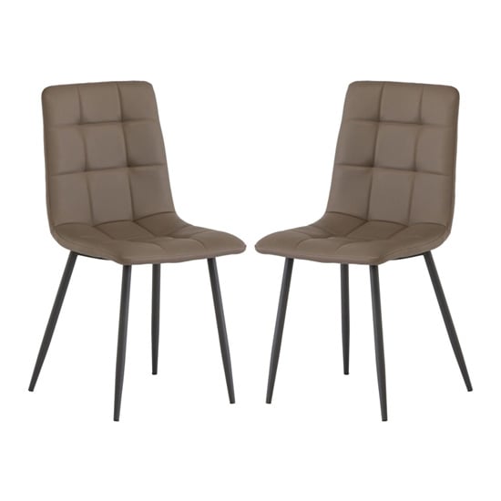 Virti Taupe Faux Leather Dining Chair In Pair