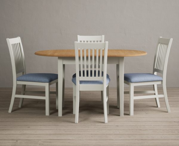 Warwick Oak and Signal White Painted Extending Dining Table With 4 Charcoal Grey Warwick Chairs
